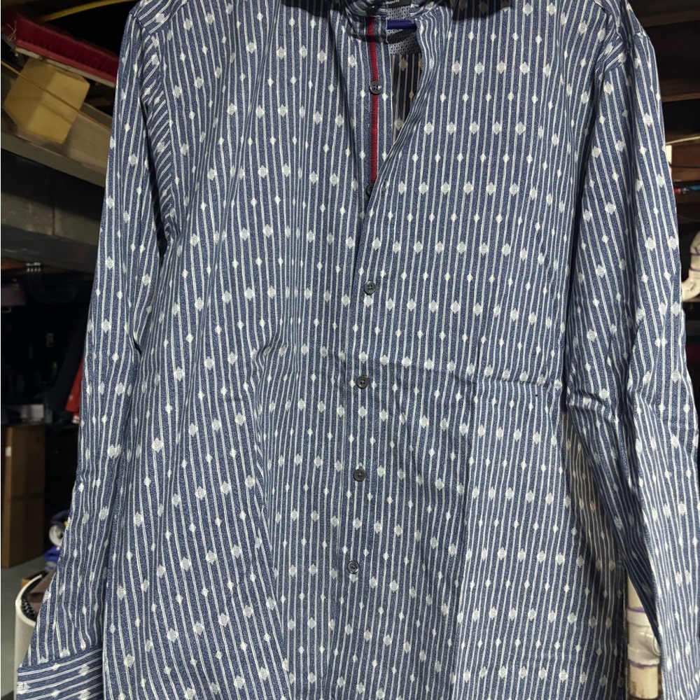 Bugatchi Navy and White Patterned Shirt